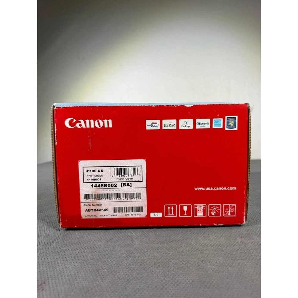 Canon PIXMA iP100 Inkjet Photo Printer Mobile Wireless 1446B002 Silver Gray